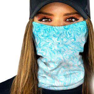 Womens Face Shield Mask Blue Paisley Neck Wrap Gaiter Headband Microfiber UPF30